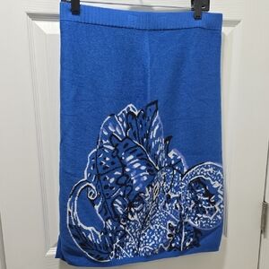 Blue Floral Knit Skirt